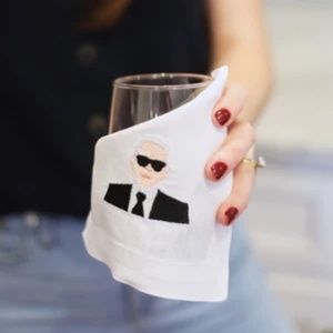 Karl Lagerfeld Embroidered Cocktail Napkins NEW